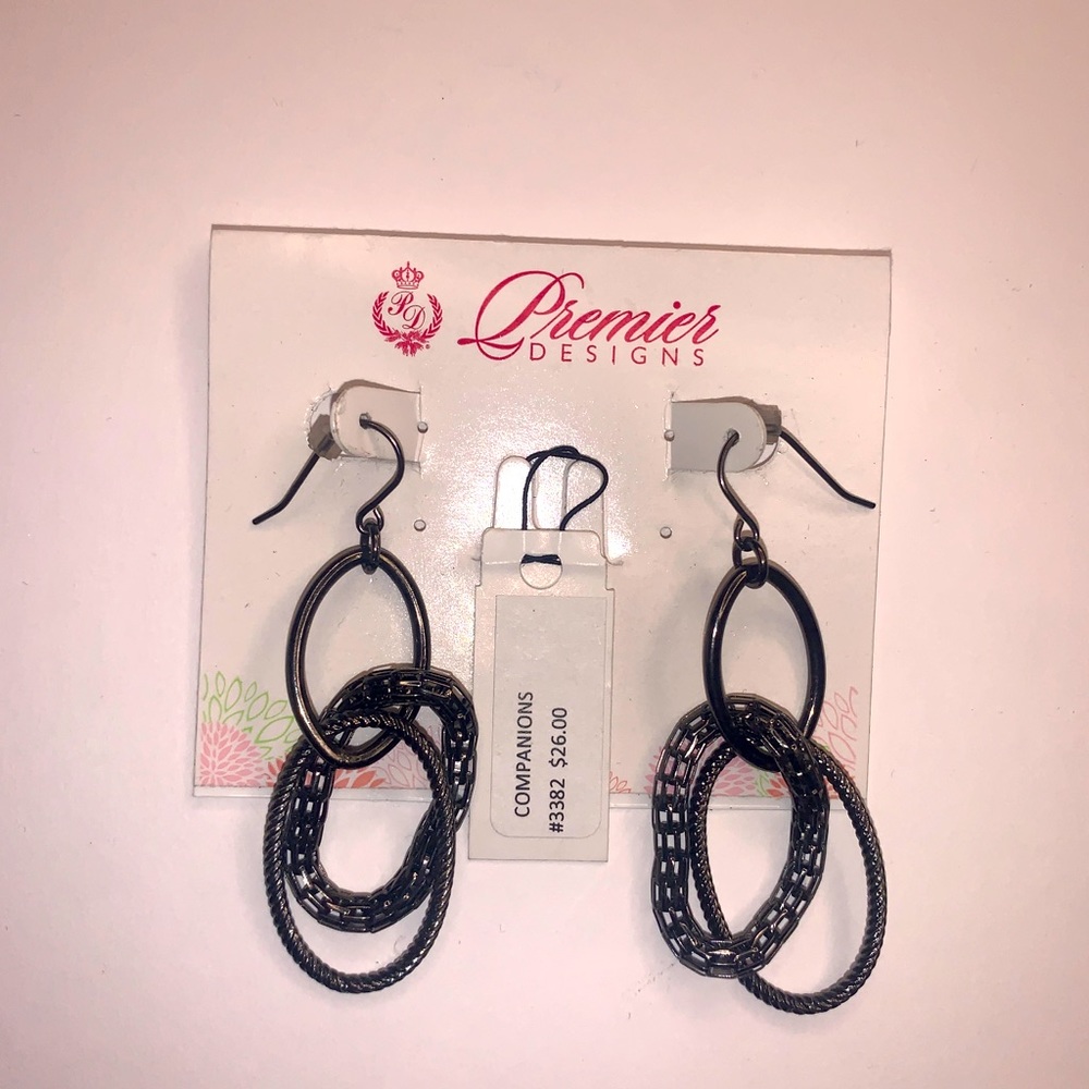 Premier Designs, chrome, Oval, Dangle Earrings.
